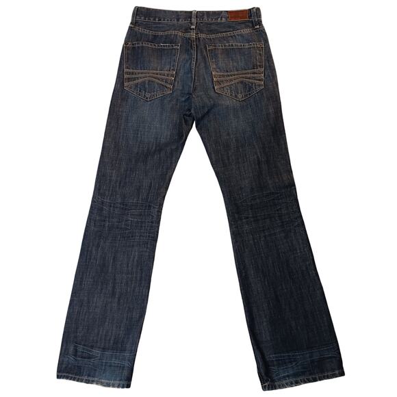 Express Jeans Rocco Mens 33X34 Dark Wash Slim Boot Cut Distressed Street - Picture 2 of 16